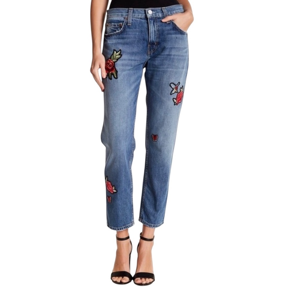 NWT Joie Blue Cropped Ankle Jeans with Embroidery